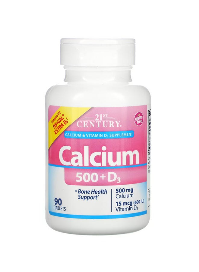 القرن الحادي والعشرون مكمل غذائي كالسيوم 500+D3 مع جرعة D3 إضافية - يحتوي على 90 قرص - Image 1